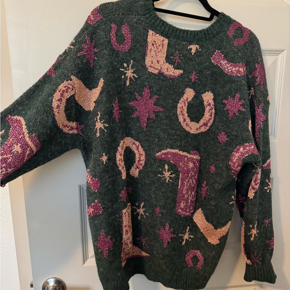 Entro Western Christmas Sweater NWT
